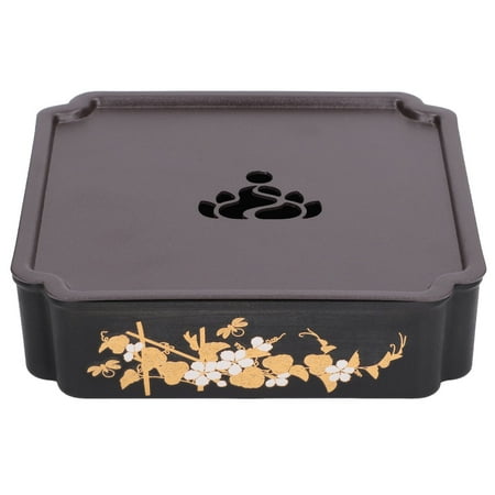 

Tea Drainage Tray Wooden Tea Tray Small Easy To Clean Split Design Hollow Drain With Lid For Office For Home Round