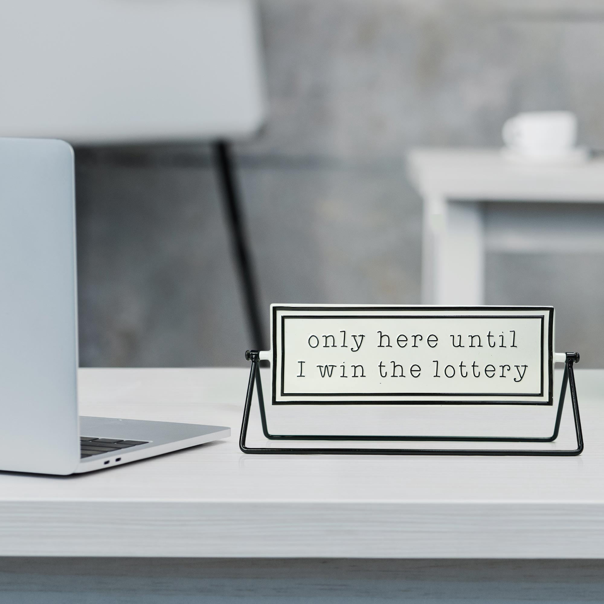 American Art Decor Novelty Embossed Metal Desktop Flipper Sign Decoration Office Desk Tabletop Home Decor - Livin the Dream, Win the Lottery - 12" x 5" x 3.4"
