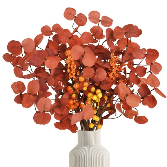 Artificial Eucalyptus Stems Fall Decorations with Fall Eucalyptus Leaves, Autumn Decorations for Home Wedding Centerpieces Thanksgiving Floral Arrangements, Artificial Plants for Floral Arrangement