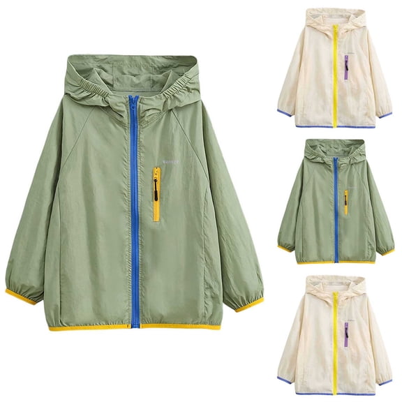 Pretxorve Kids Boys Jacket Solid Zip Up Hooded Light Casual Cardigan Outerwear Sizes 3-15Y
