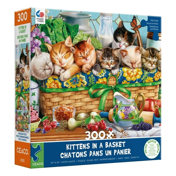 Ceaco Kittens in a Basket 300 Piece Interlocking Jigsaw Puzzle