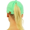 thumbnail image 3 of C.C Ponytail Messy Buns Trucker Ponycaps Plain Baseball Visor Cap Dad Hat (Distressed "beach happy" Mint), 3 of 5
