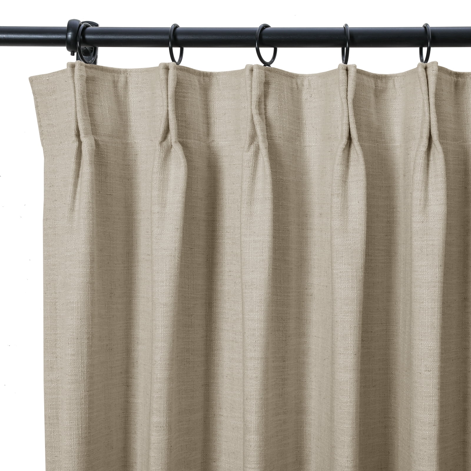 TWOPAGES 84 W X 84 L Inch Curtain Pinch Pleated Hanging Style Drapery Room Darkening Solid Linen Drapery for Bedroom, 1 Panel, Grey Beige