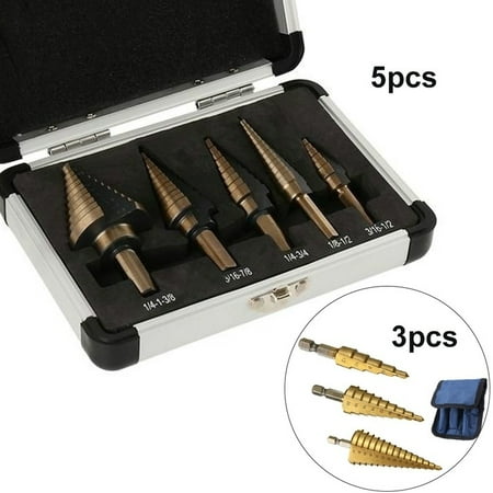 

3/5Pcs High Speed Steel Titanium Coated Multiple Hole 50 Sizes Step Drill Bit Tools Set