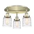 thumbnail image 4 of 916-3C-SG-G53 Innovations Lighting Bell - 3 Light Flush Mount In Art Deco Style-9.25 Inches Tall and 16.75 Inches Wide-Satin Gold Finish-Light Smoke, 4 of 5