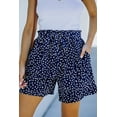 thumbnail image 3 of ABPHQTO Pantalones cortos casuales sueltos de cintura alta con estampado de lunares azules para mujer, 3 of 5