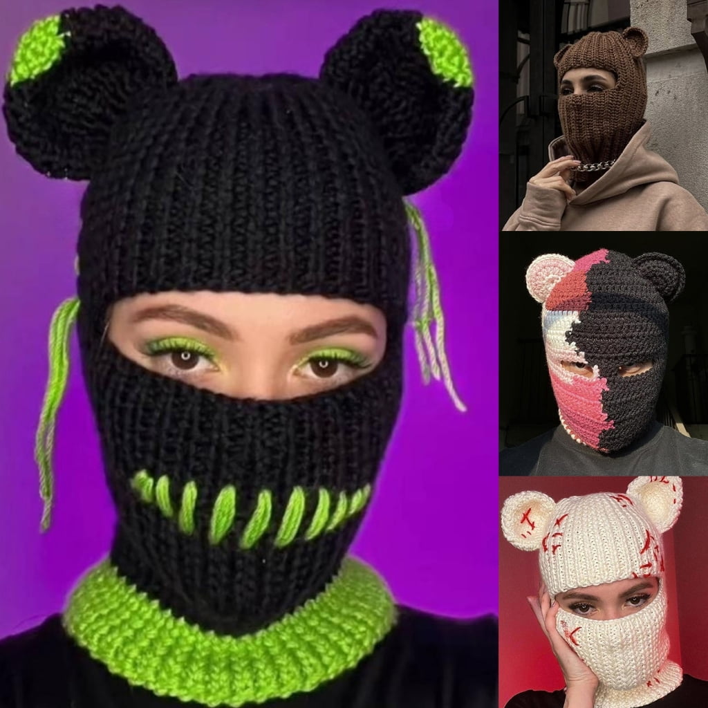 ROZYARD Daily Balaclava Neck Protect Hat Cute Bear Ear Windproof Hat for Winter