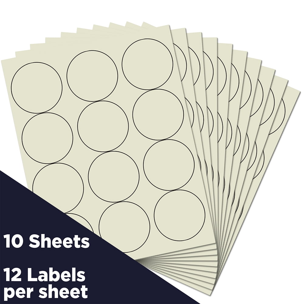 JAM Paper Circle Label Sticker Seals, 2.5 in Diameter, Ivory, 120 Round Labels per Pack