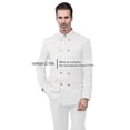 thumbnail image 1 of Trajes de estilo chino para hombre, traje de cuello alto, doble botonadura, 3 bolsillos reales, traje de boda ajustado (Blazer + Pantalones), 2 piezas, 1 of 5