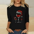 thumbnail image 2 of Enjoytime Cute Tops for Women Christmas Printed Round Neck Casual Blouse Trendy Loose 3/4 Sleeve Shirts Plus Size Clothes Red XXL, 2 of 6