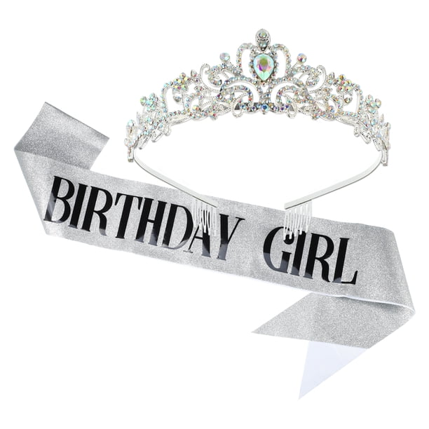 1 juego de Corona de tiara de cumpleaños Unique Bargains tono plateado