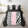 thumbnail image 2 of Castle Fairy Boys Girls Animal Zebra Leopard Print Twin Bedding Sets 7-Piece,Abstract Geometric Stripes Bedding Comforter Set Microfiber,Black Pink Breathable Sheet Sets,Breathable Home Decor, 2 of 8