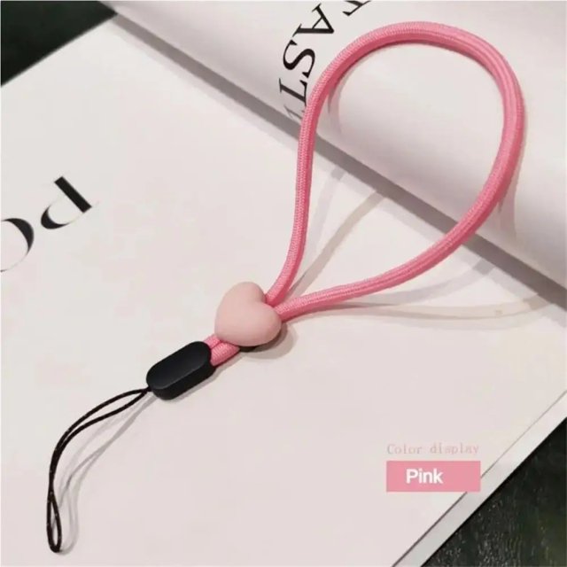 2PCS Solid Color Short Love Heart Hanging Rope Adjustable Mobile Phone Phone Strap Colorful Wrist Strap Elastic Mobile Phone Lanyard