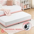 thumbnail image 5 of Twin Daybed with Trundle, Metal Trundle Bed, Sofa Bed Frame, Heavy Duty Metal Slats, for Living Room, Bedroom, Guest Room, Space Saving, Pink, 5 of 7