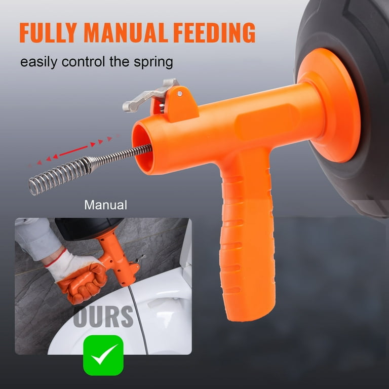 KFFKFF 25Ft Drain Snake, Automatic Plumbing Auger, Drain Cleaner