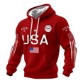 thumbnail image 2 of Iaqnaocc Men's Usa Flag Hoodies Waffle Shirts for Men 250 Anniversary Usa Shirt Usa Flag American 1776-2026 Sweatshirt Red S, 2 of 5