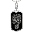 thumbnail image 5 of Calavera Mexican Sugar Skull 56 Stainless Steel or 18k Gold Premium Swivel Dog Tag Keychain, 5 of 16