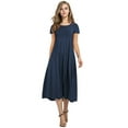 thumbnail image 2 of Cuteduck Women's Casual Short Sleeve Pleated T-shirt Dresses Crewneck Empire Waist Loose A-Line Flare Midi Dress S-2XL, 2 of 7