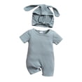 thumbnail image 2 of XIMIN Newborn Baby Boy Girl Romper Easter Outfits Bunny Ear Hoodie Button Onesie Bodysuits Jumpsuit Overall Rabbit Hat, 2 of 9