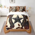 thumbnail image 4 of Black Western Texas Star Comforter Set 7 Piece Bed in a Bag Twin,American Horseshoe Cowhide Bedding Sets Grunge Brown Rustic Farm Animals Sheet Set with Comforter, 4 of 5