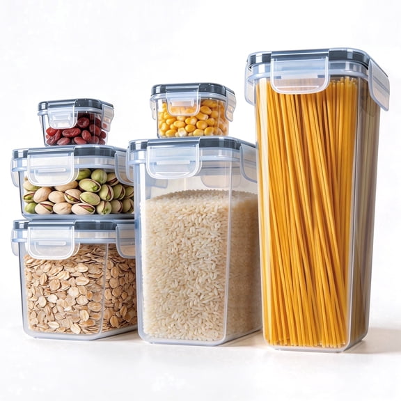 stusgo 6 Pcs Airtight Food Storage Containers Set with Lids,BPA Free Clear Pantry Canister for Kitchen and Pantry Organization,Plastic Canisters for Cereal,Dry Food and Sugar