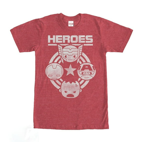 Men's Marvel Kawaii Avengers Heroes Graphic Tee Red Heather X Large