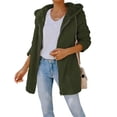 thumbnail image 5 of IROINNID Women's Comfy Mid-Length Hoodie Coat Solid Color Zip Up Long Sleeve Outwear, Army Green, 5 of 9