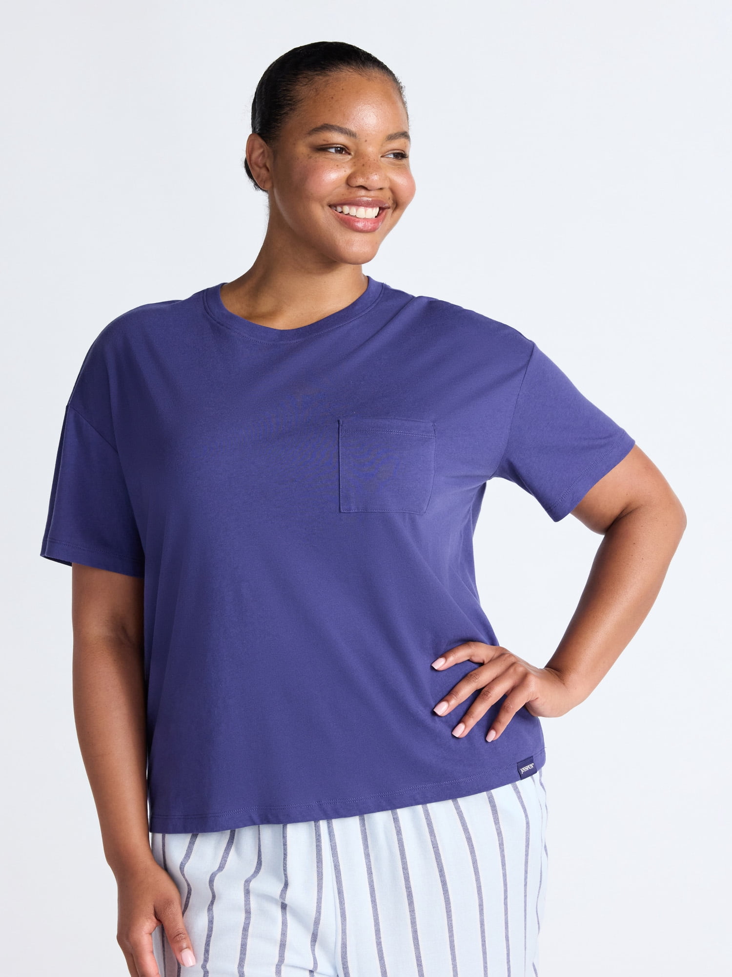 Joyspun Women's Sleep Tee with Short Sleeves, Sizes XS-3X