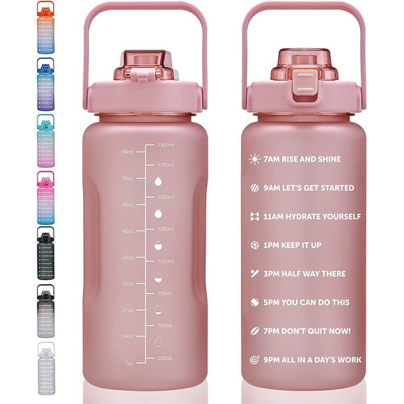 Botella de agua ST-YIBEN de 1,9 L con marcador de tiempo, a prueba de fugas, sin BPA