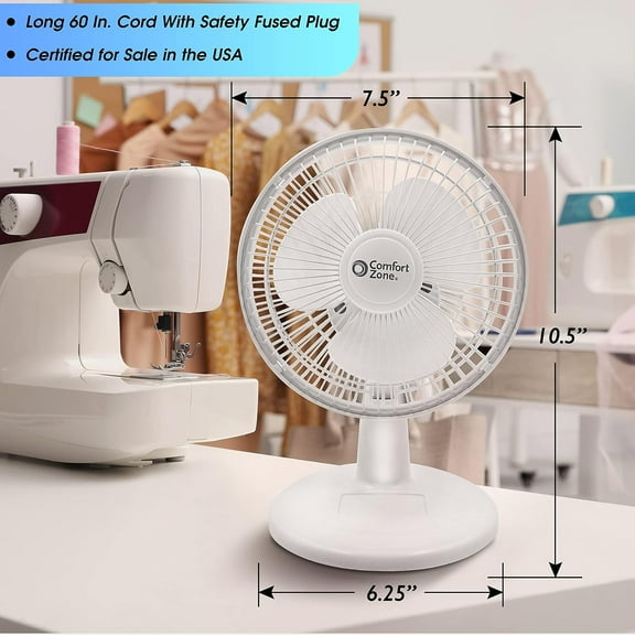 6-Inch  Desk Fan with Adjustable Tilt, 2-Speed Quiet Table Fan for Home or Office
