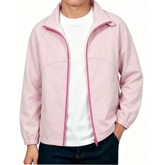 BrandName Kids Full Zip Stand Collar Jacket Water Repellent Windproof Fleece Lined Casual Outerwear