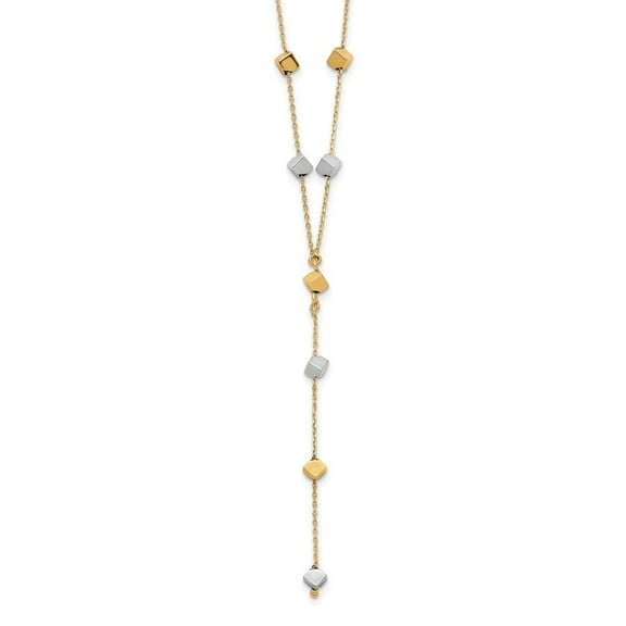 Auriga Fine Jewelry 14K Tri-Color Gold Adjustable Beaded Y-Drop Necklace 17.5inch for Women