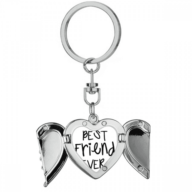 Friendship Best Friend Ever Words Quotes Heart Angel Wing Key Chain Holder