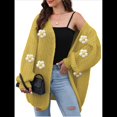 thumbnail image 2 of Suéteres Femeninos con Cuello en V, Larga, Estampado Floral, de Punto Abierto, Sin Botones, de Moda, para Exteriores. Mostaza Talla Única, 2 of 8