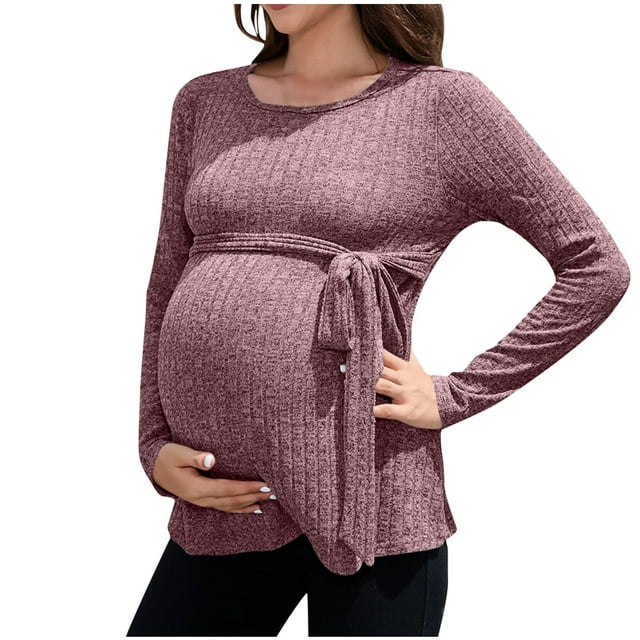 Bwiyojiz Tailles P-TTG Robe de Maternité de Printemps Mode Femme Manches Courtes Été Unie Col Rond Décontractée Bouton Chemisiers Réguliers Tendances Vêtements pour Femmes Vêtements de Grossesse, Cadeaux pour Sœur