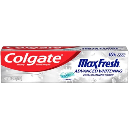 JSC Colgate Max Fresh Toothpaste Whitening Clean Mint Flavor 6 ounce Advance Whitening Invigorate Brush Experiences Fight Teeth Cavity Healthy Smile Freshens Breath Fluoride Polish Brightens Pack of 1