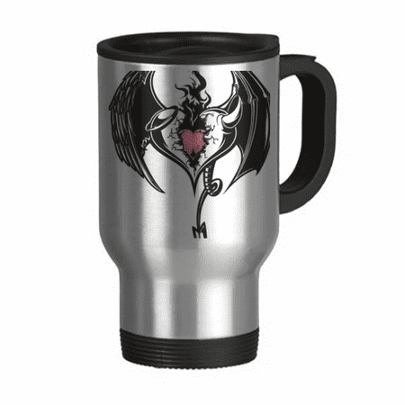 

Broken Armor Love Heart Huge Wings Travel Mug Flip Lid Stainless Steel Cup Car Tumbler Thermos