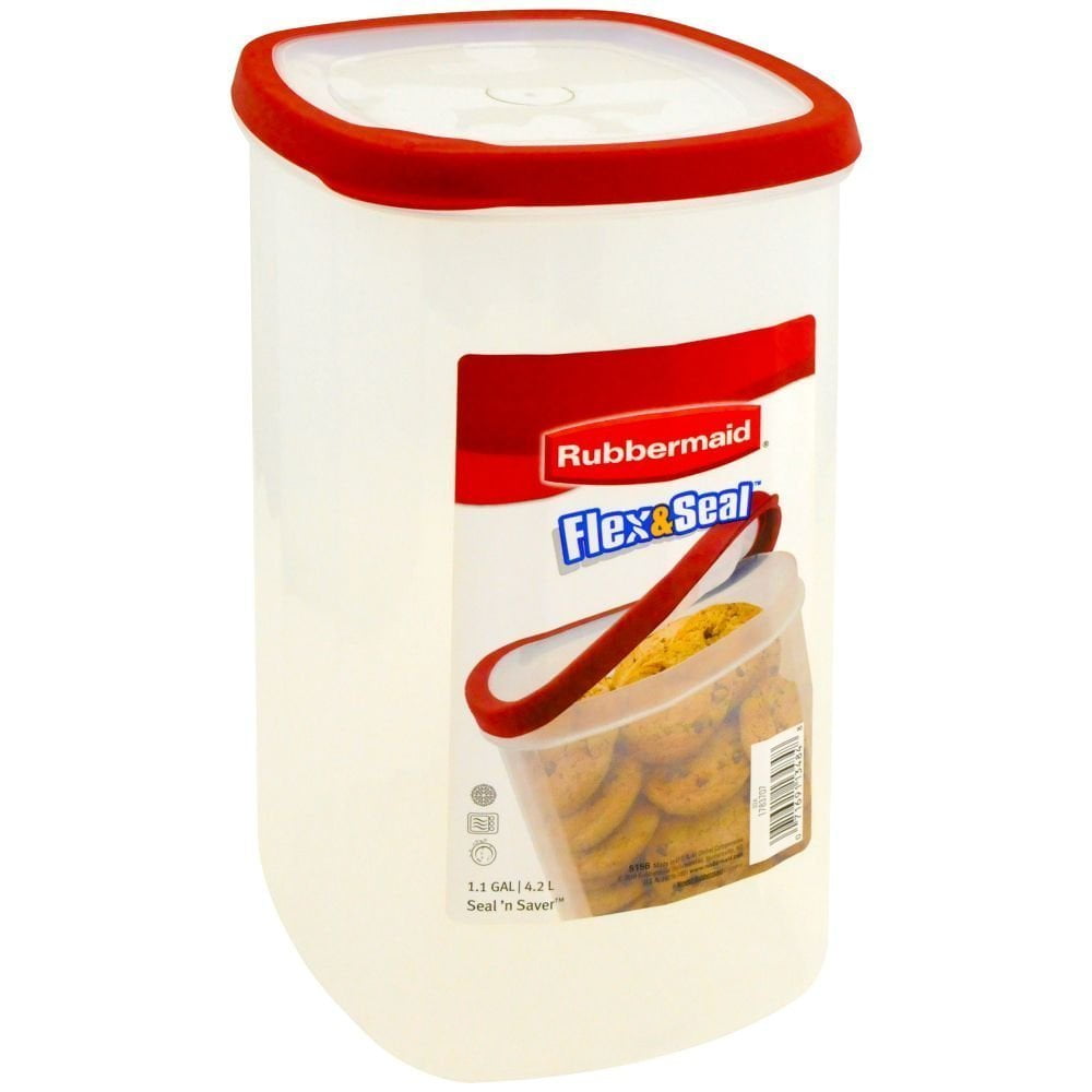 Rubbermaid 1.1 Gallon Flex & Seal Canister Clear With Red Lid Walmart