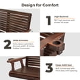 thumbnail image 5 of Innovaze 4 Ft Outdoor Wood Porch Swing with Cup Holders, Heavy Duty 800 LBS , All-Weather Resistant, Deep Brown, 5 of 9