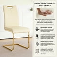 thumbnail image 3 of Sumdeal Modern Cream Pu Leather Dining Chair Set with Golden C-shaped Metal Legs,Set of 2, 3 of 6