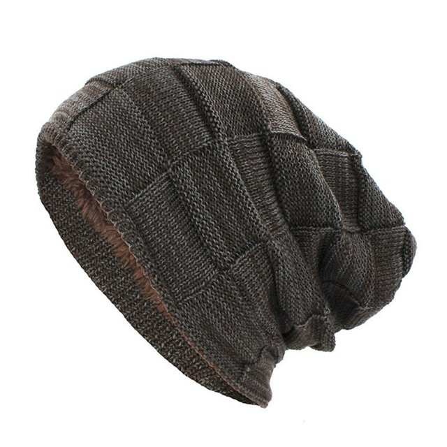 Fleece Lining Knitted Hat Winter Geometric Patterns Beanie Adult Unisex Winter Beanie Hat with Fleece Lining Geometric Design