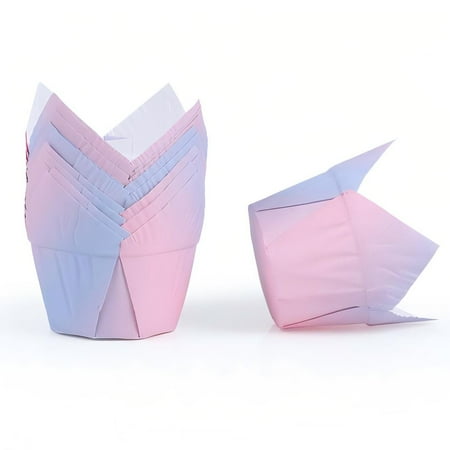 Bakexcel 50pieces Greaseproof Paper Muffin Liners, Tulip Cupcake Liners,Baking Liners,Premium Baking Cups Cupcake Wrappers for parties, Weddings, Birthdays