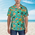 thumbnail image 4 of Hamburger Pizza Bacon Fast Food Hawaiian Shirts For Men, Summer Short-Sleeve Relaxed-Fit Button-Down Shirts Large, 4 of 9