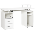 thumbnail image 1 of White Computer Desk with Keyboard Tray & Storage - Home Office Writing Workstation, 47.2" x 21.7" - Printer Stand, Drawers, CPU Holder, 1 of 7