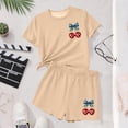thumbnail image 4 of ATOGUTA Teen Outfits For Girls Kids Short Sleeve T-Shirts Elastic Waist Shorts Casual Summer 4th of July Clothing Sets Size 3T-15, Beige, 4 of 6
