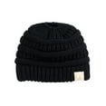 thumbnail image 2 of C.C BeanieTail Kids' Children's Soft Cable Knit Messy High Bun Ponytail Beanie Hat, Black, 2 of 4