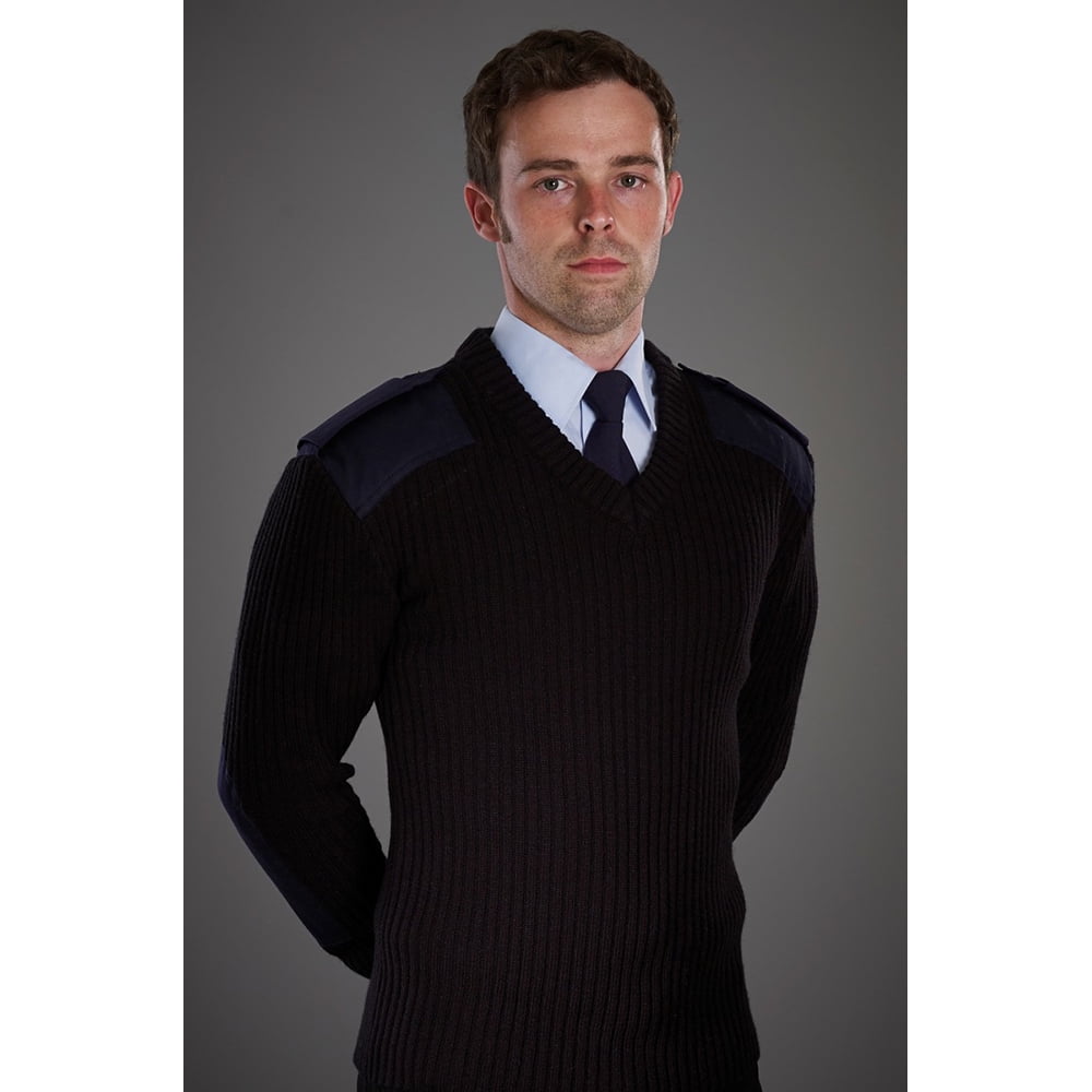 Mens V-Neck NATO Jumper Standard Pullover Sweater 505