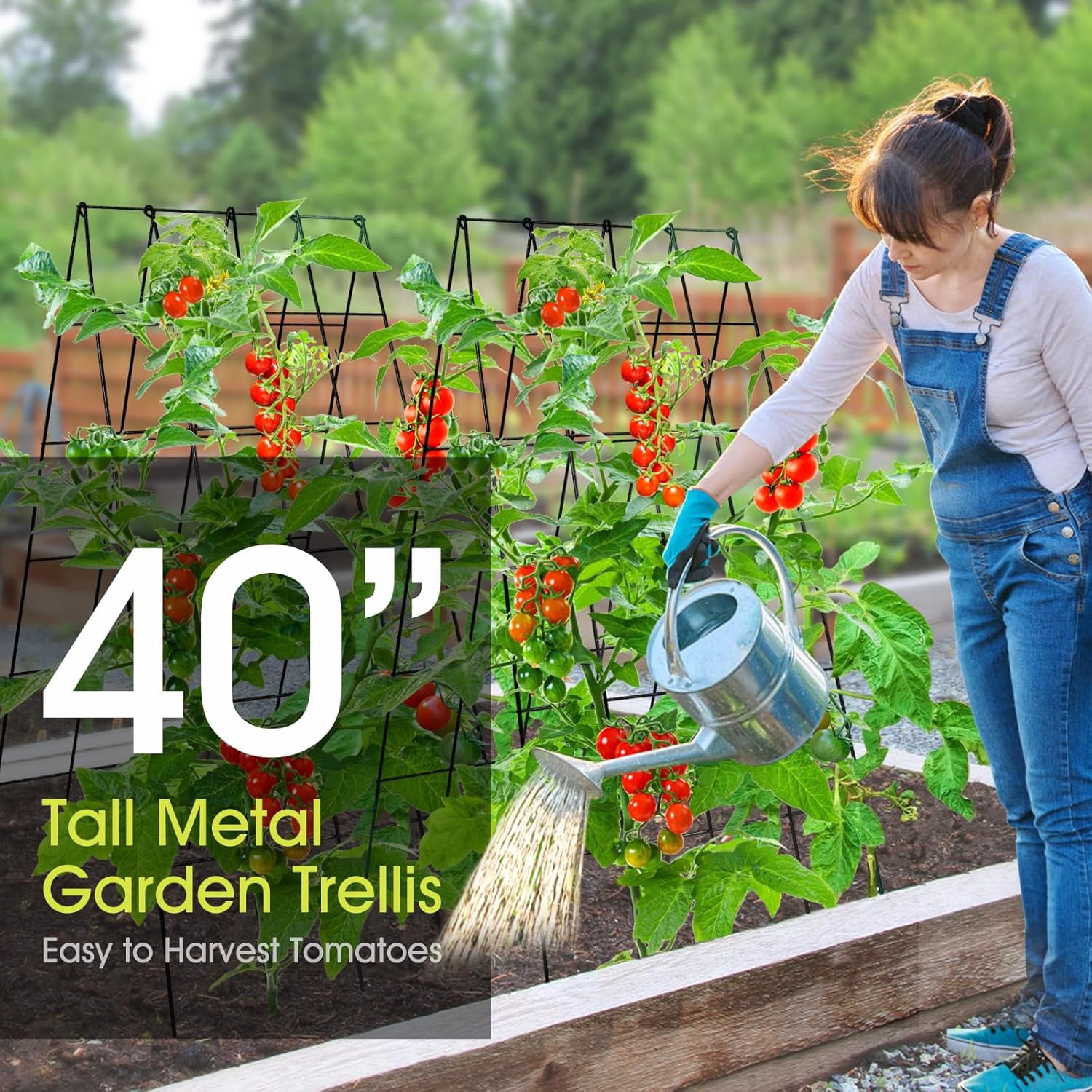 Cucumber Trellis for Raised Bed,  16.5 x 40 Inch Metal Trellis for Climbing Plants Outdoor with Plant Clips Twist Ties, Garden Plant A-Frame Trellis for Vegetable Pea Tomato (Black, 2 PCS)