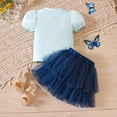 thumbnail image 6 of Youmylove Summer Toddler Girls Short Sleeve Bowknot Embroidery Tops Ruffles Skirt Two Piece Outfits Set For Kids Clothes Toddler Girl Clothes, 6 of 9