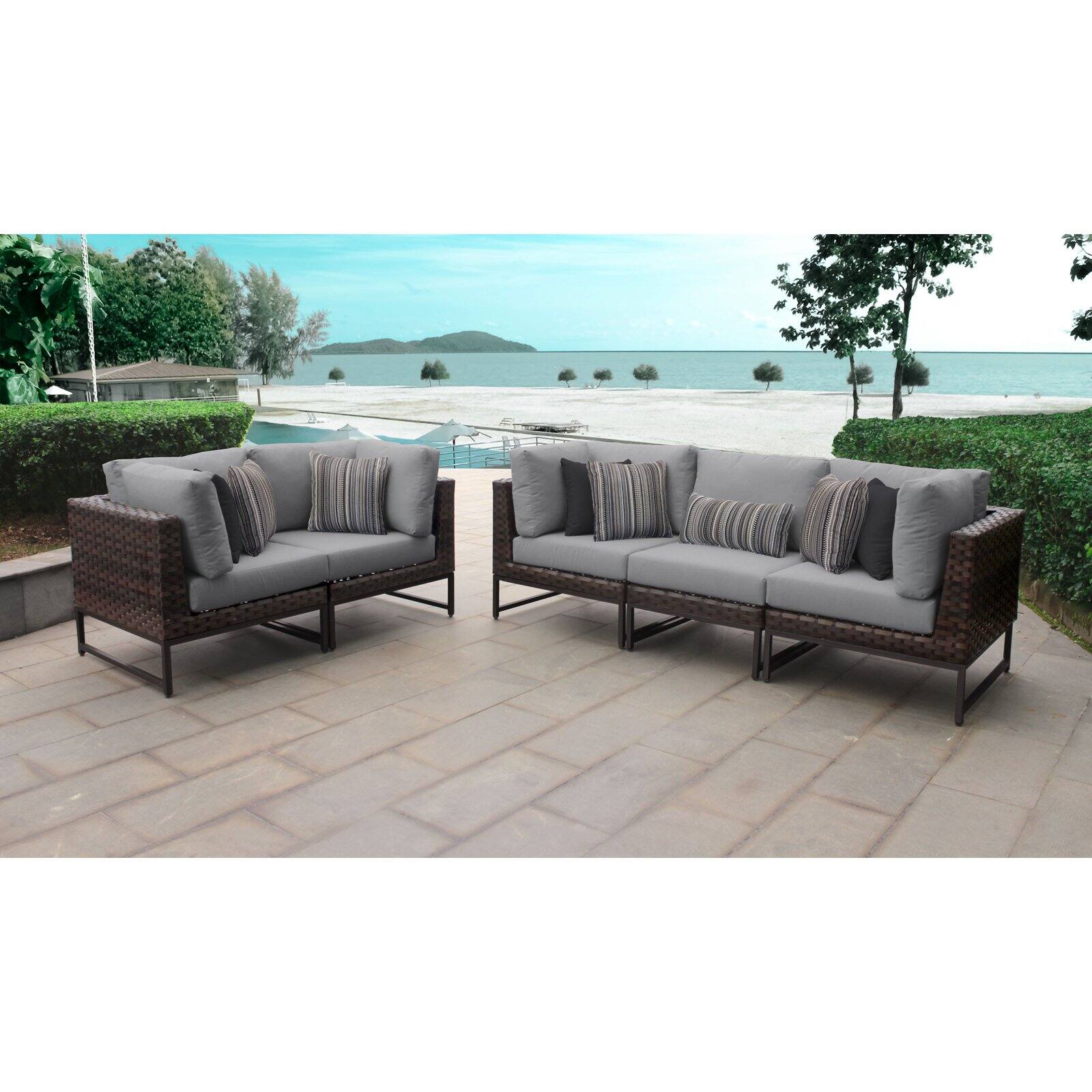 AMALFI 5 Piece Wicker Patio Furniture Set 05a in Gold and Cilantro - image 5 of 11